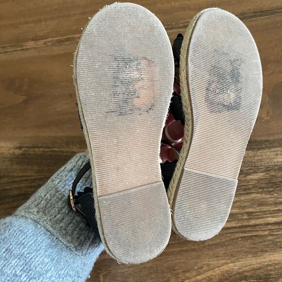 Janie & Jack Black Ric Rac Espadrille Sandals Girls' 10 - Picture 6 of 13